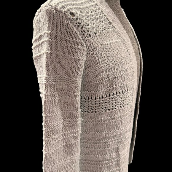 Abercrombie & Fitch Women XS Solid Gray Stripe Crochet Open Front Cardigan (GS2) - Picture 2 of 5